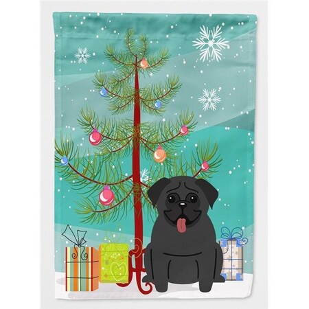 Carolines Treasures Carolines Treasures BB4131CHF Merry Christmas Tree Pug Black Flag Canvas House Size BB4131CHF